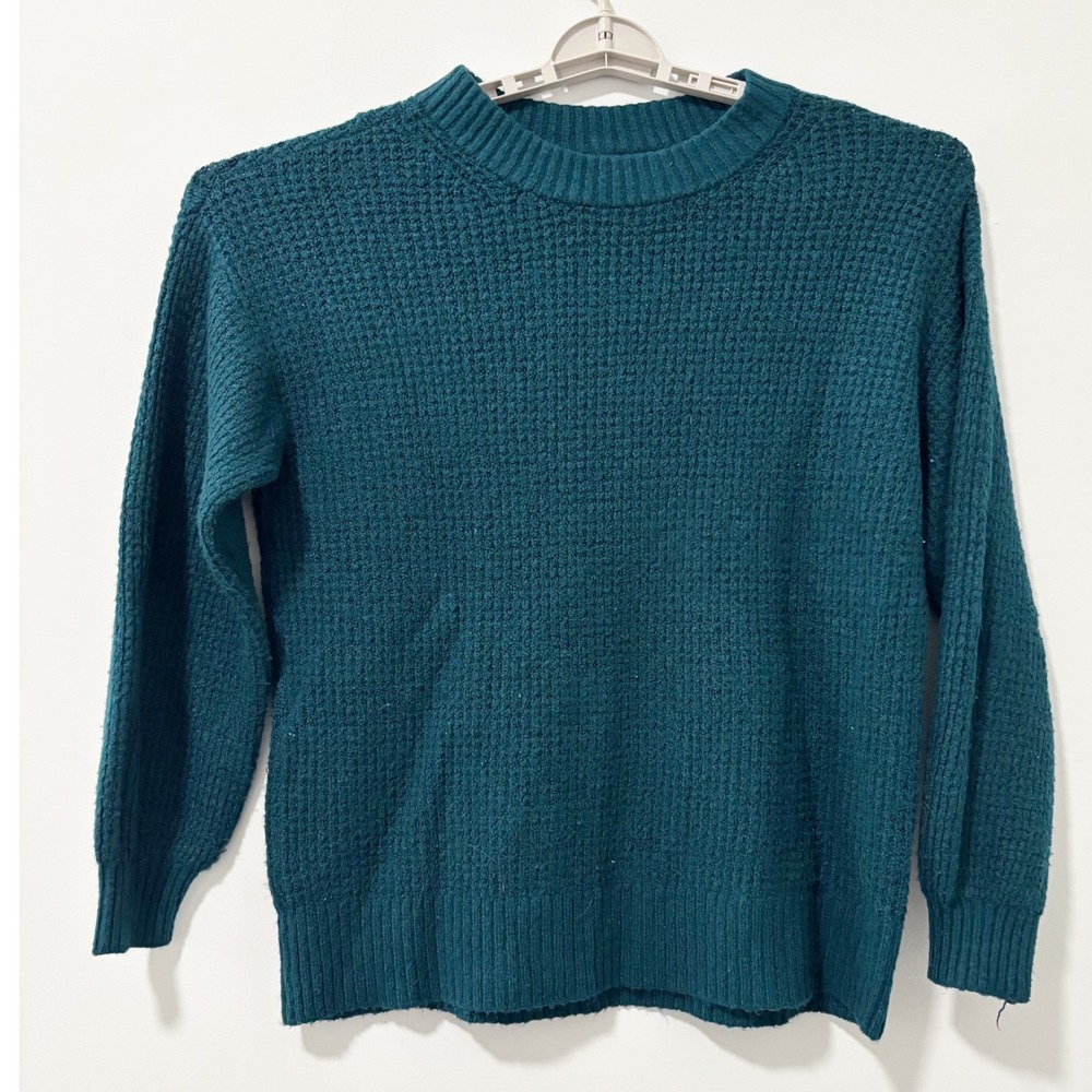 American Eagle Sweater Women Size Medium Waffle Knit Crew Neck Long Sleeve